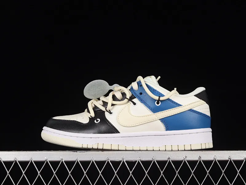 All categories Nk SB Dunk series Nk SB Dunk Low Low-top sneakers Nk Dunk Low Black, white and blue color matching Customized version of deconstructed strap casual sneakers DJ6188-100